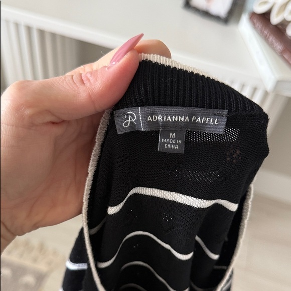 Adrianna Papell Black and White Striped Sweater - Picture 6 of 7